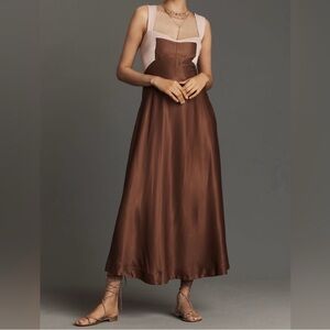 Elegant Brown and Pink Maxi Dress